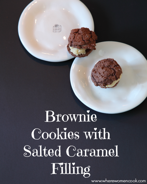 brownie cookies with salted caramel filling